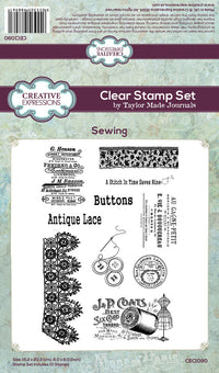 Creative Expressions - Clear Stamp Set - A5 - Taylor Made Journals - Sewing