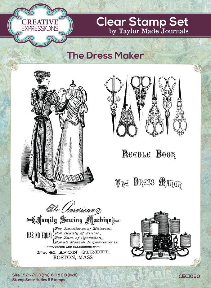 Creative Expressions - Clear Stamp Set - A5 - Taylor Made Journals - The Dress Maker