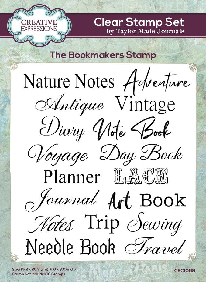 Creative Expressions - Clear Stamp Set - A5 - Taylor Made Journals - The Bookmakers Stamp