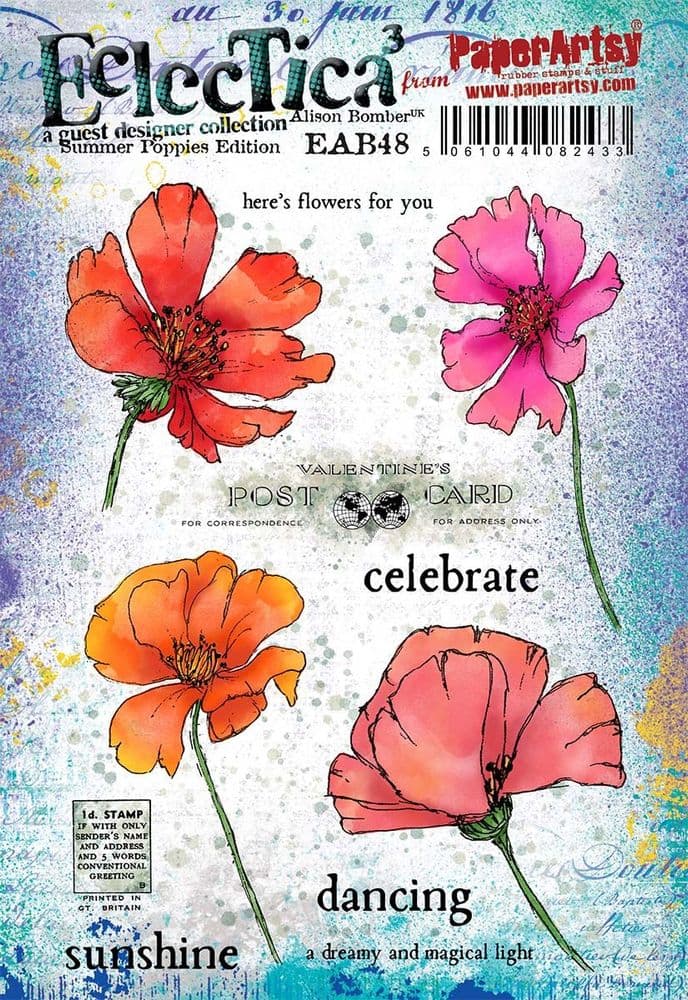 PaperArtsy - Alison Bomber 48 - Summer Poppies Edition - Rubber Cling Mounted Stamp Set - PREORDER - Expected 7/2