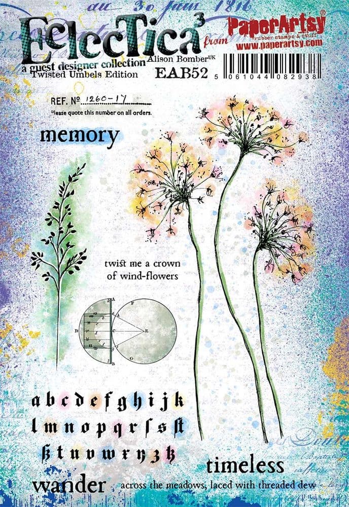 PaperArtsy - Alison Bomber 52 - Twisted Umbels Edition - Rubber Cling Mounted Stamp Set