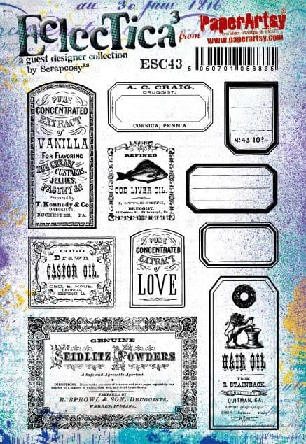 PaperArtsy - Scrapcosy 43 - Rubber Cling Mounted Stamp Set
