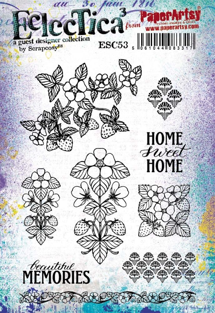 PaperArtsy - Scrapcosy 53 - Rubber Cling Mounted Stamp Set