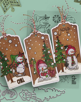 Polkadoodles - Clear Polymer Stamp Set - A5 - Ho Ho Ho Snowmen (stamps only)