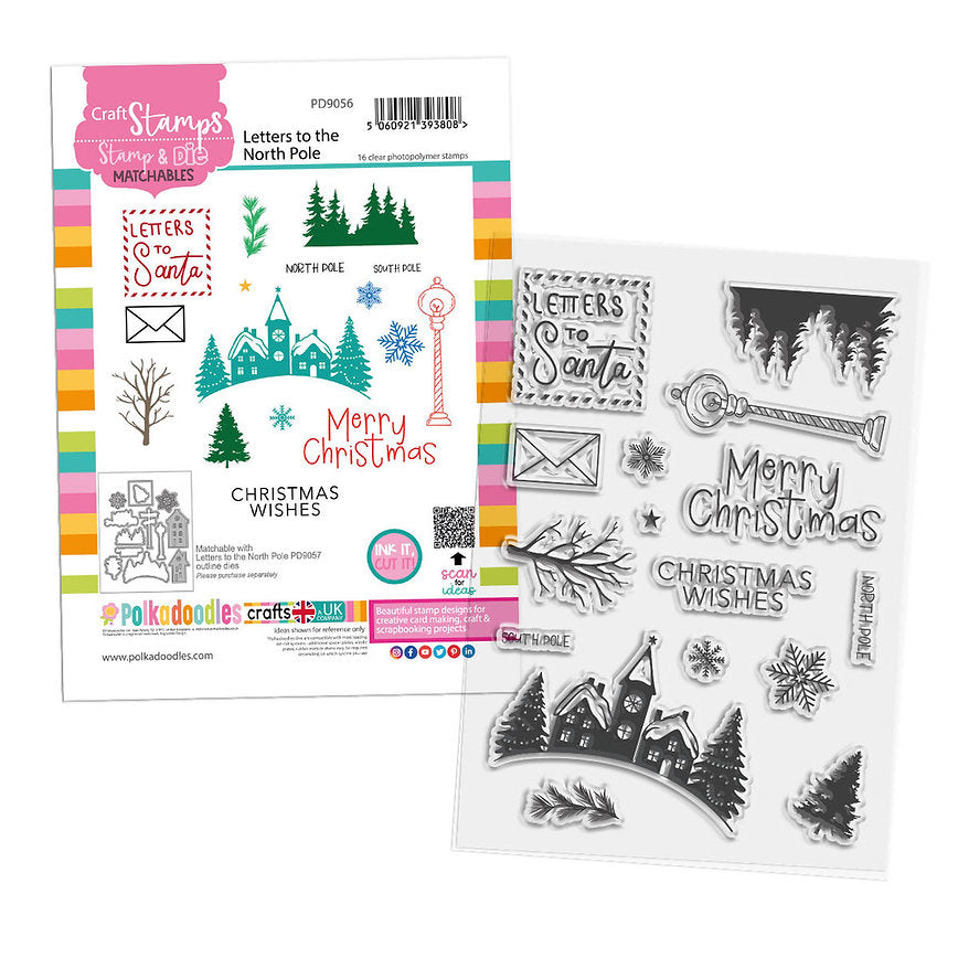 Polkadoodles - Clear Polymer Stamp Set - A6 - Letters to the North Pole
