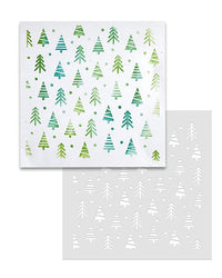 Polkadoodles - 6 x 6 Stencil - Cute Christmas Trees