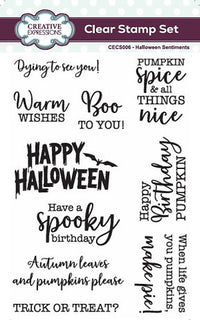 Creative Expressions - A6 - Clear Stamp Set - Autumn Collection - Halloween Sentiments