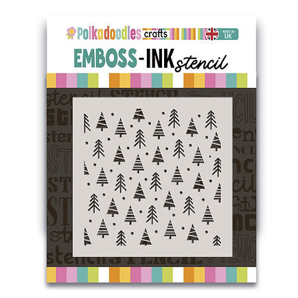Polkadoodles - 6 x 6 Stencil - Cute Christmas Trees