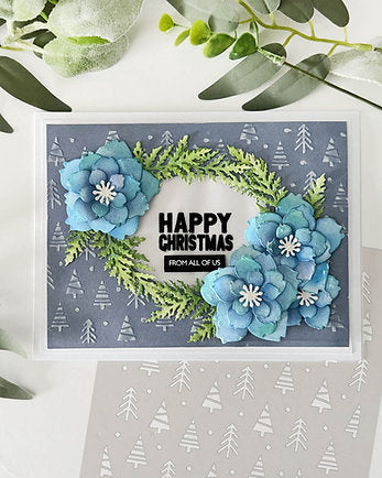 Polkadoodles - 6 x 6 Stencil - Cute Christmas Trees