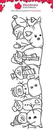 Woodware - Clear Stamps - DL - 2.6 x 8 - Snowman Family