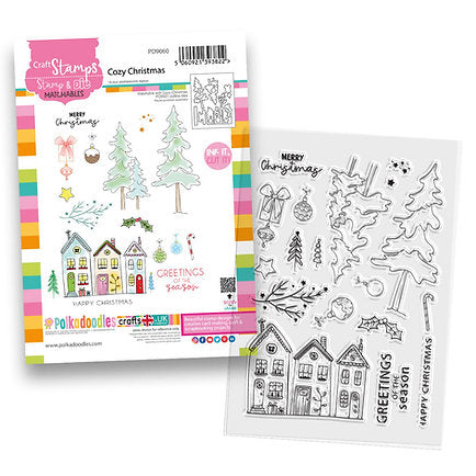 Polkadoodles - Clear Polymer Stamp Set - A5 - Cozy Christmas (stamps only)