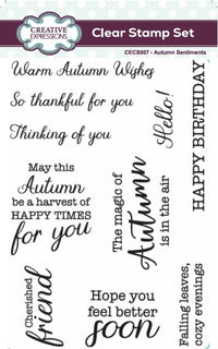 Creative Expressions - A6 - Clear Stamp Set - Autumn Collection - Autumn Sentiments
