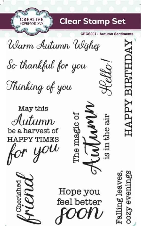Creative Expressions - A6 - Clear Stamp Set - Autumn Collection - Autumn Sentiments