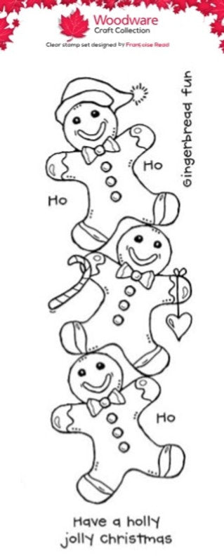 Woodware - Clear Stamps - DL - 2.6 x 8 - Gingerbread Men