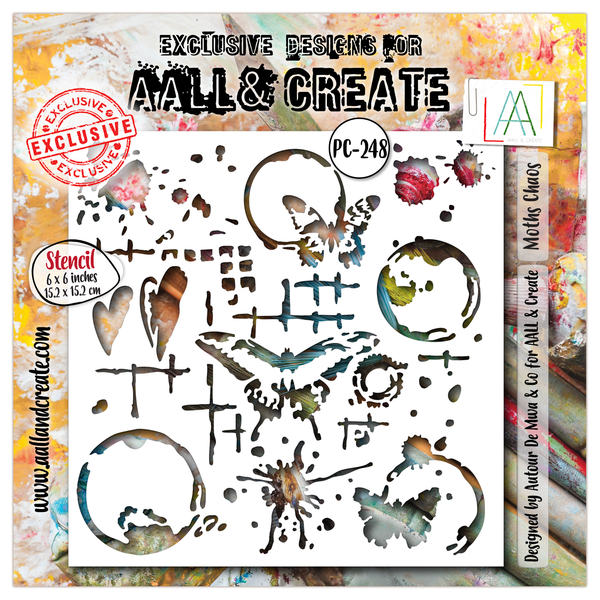 AALL & Create - Stencil - 6x6 - Autour De Mwa - PC-248 - Moths Chaos