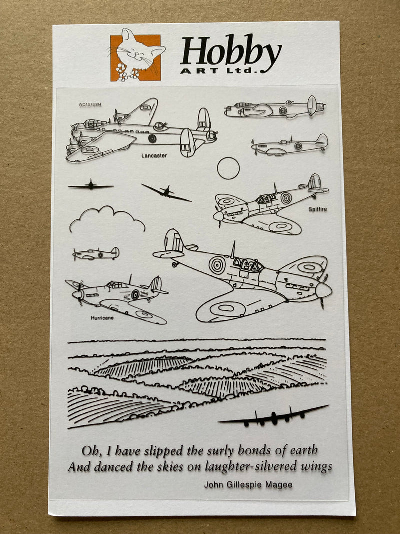 Hobby Art Stamps - A6 - Clear Polymer Stamp Set - Flypast