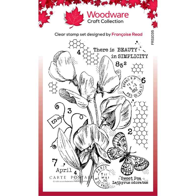 Woodware - Clear Stamps - A6 - Sweet Pea Postcard