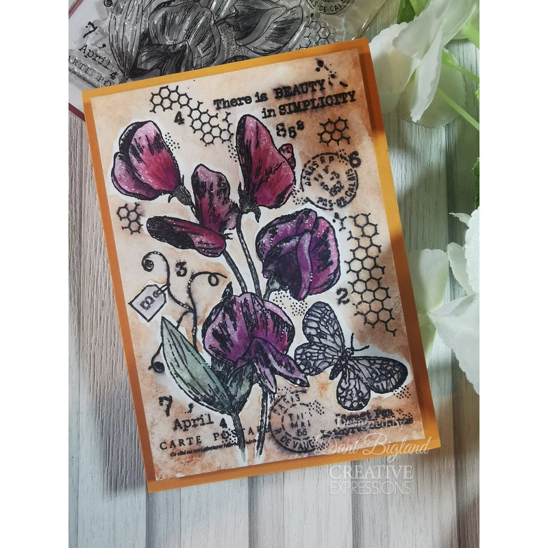 Woodware - Clear Stamps - A6 - Sweet Pea Postcard