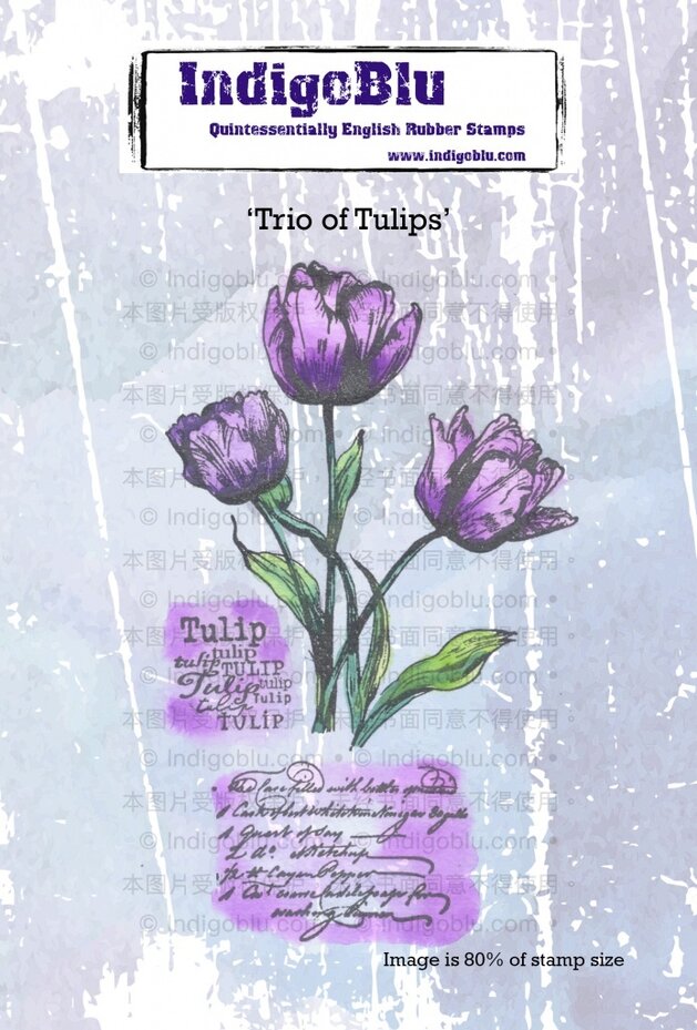 IndigoBlu - Cling Mounted Stamp - A6 - Trio of Tulips