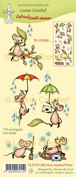 Leane Creatief - Clear Stamp Set - Little Mice Autumn/Winter