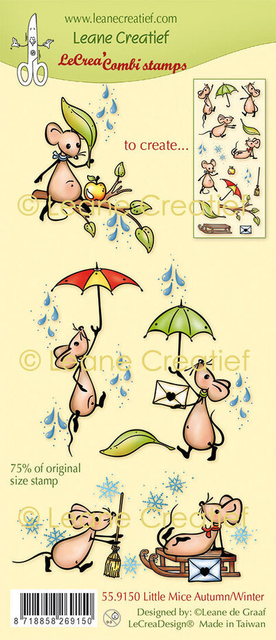 Leane Creatief - Clear Stamp Set - Little Mice Autumn/Winter