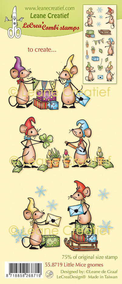 Leane Creatief - Clear Stamp Set - Little Mice Gnomes