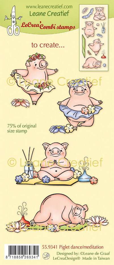 Leane Creatief - Clear Stamp Set - Piglet Dance & Meditation