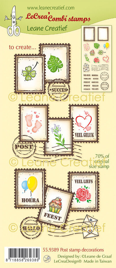 Leane Creatief - Clear Stamp Set - Postage Stamp Decorations - Holidays