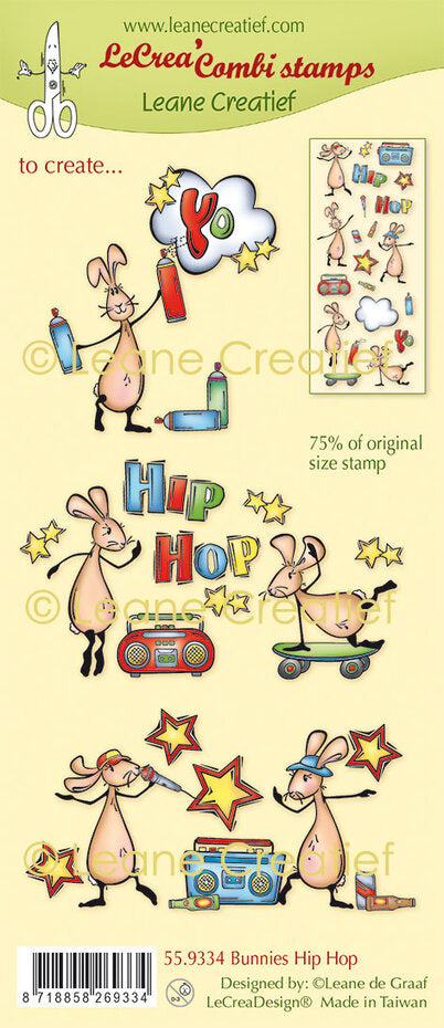 Leane Creatief - Clear Stamp Set - Bunnies Hip Hop