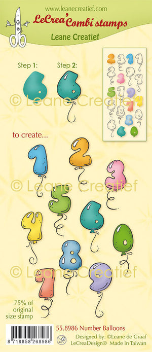 Leane Creatief - Clear Stamp Set - Number Balloons