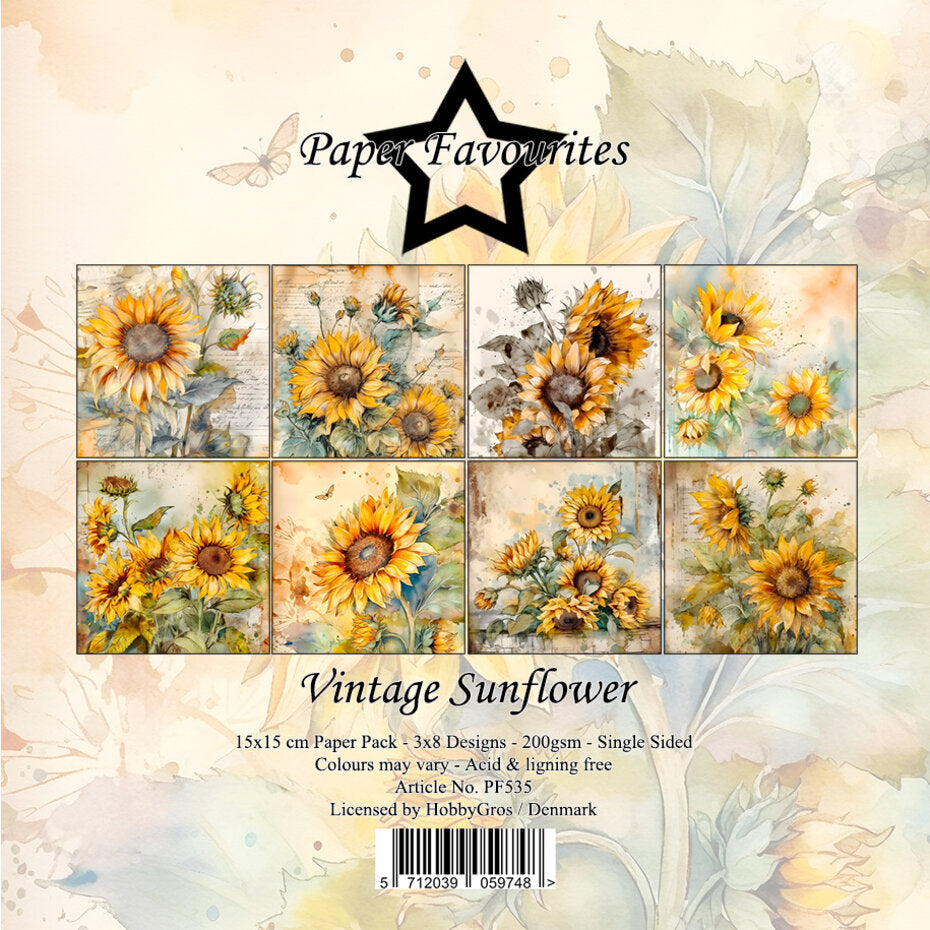 Paper Favourites - Paper Pad - 6 x 6 - Vintage Sunflower