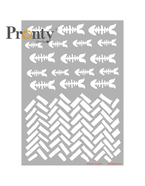 Pronty - Stencil - A5 - Purrfect Fishbones – Topflight Stamps, LLC