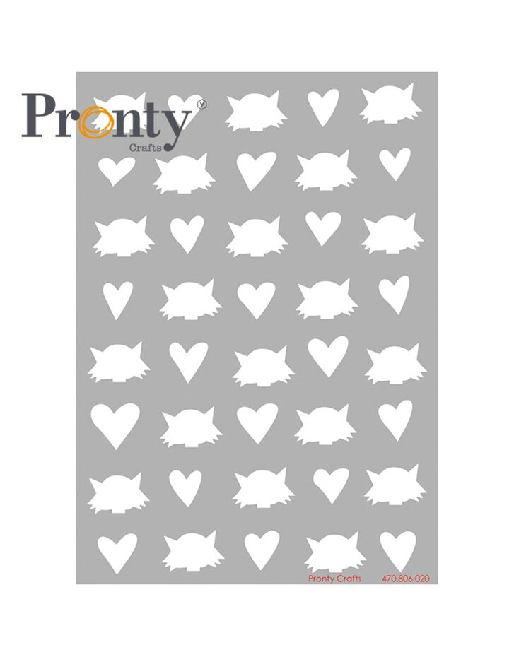 Pronty - Stencil - A5 - Purrfect Hearts & Heads