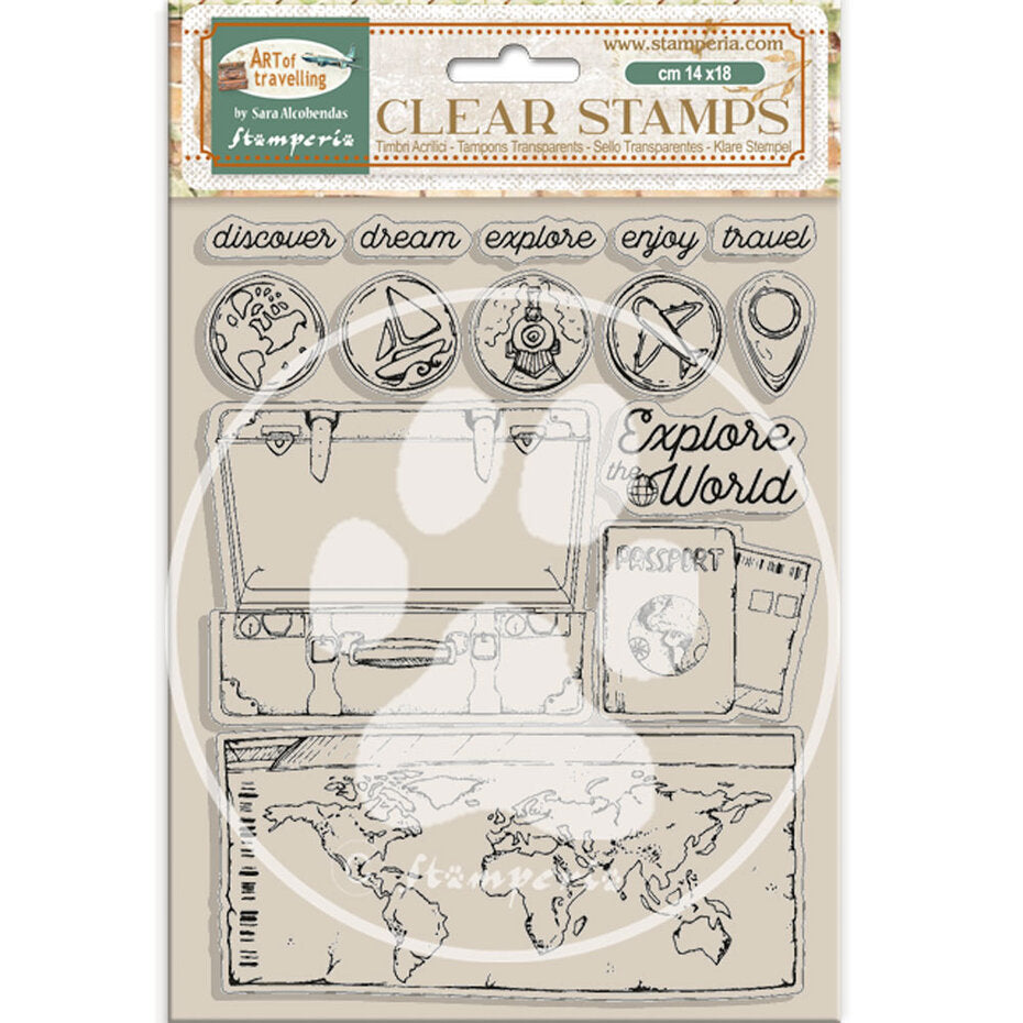 Stamperia - A5 - Clear Stamp Set - Art of Traveling -