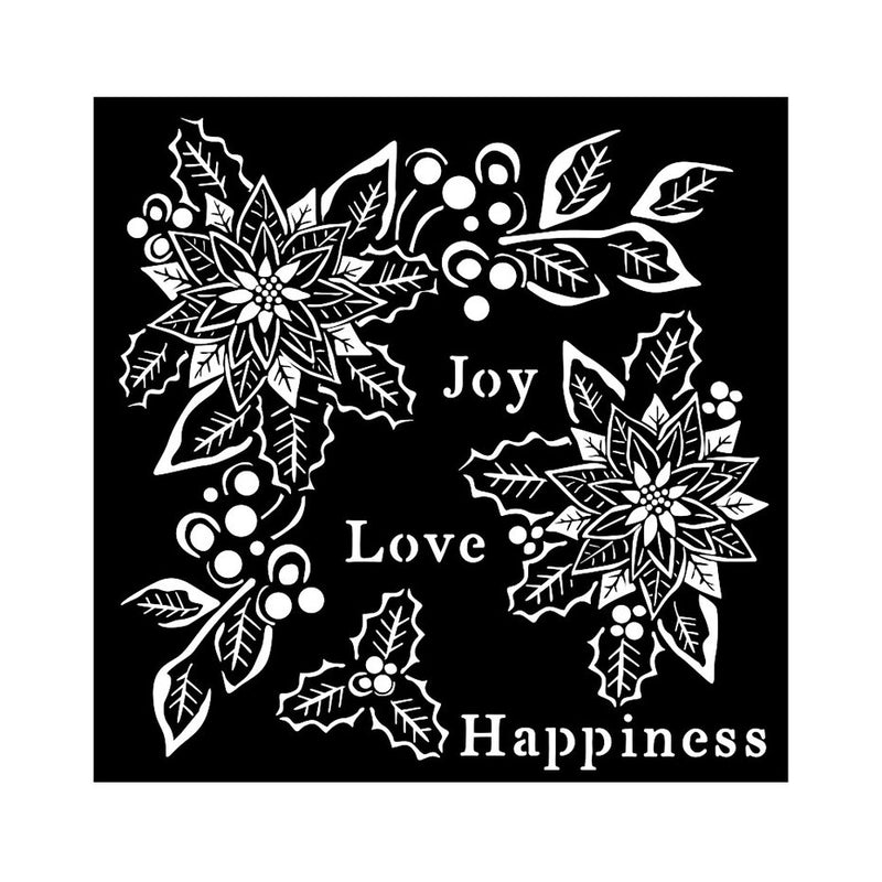 Stamperia - 7 x 7 - Thick Stencil - Christmas Joy, Love, Happiness