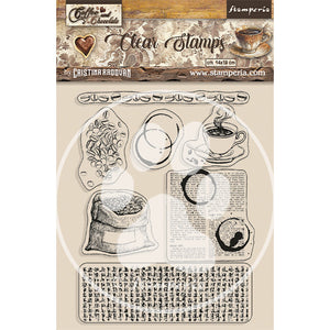 Stamperia - A5 - Clear Stamp Set - Coffee & Chocolate - Coffee Elements