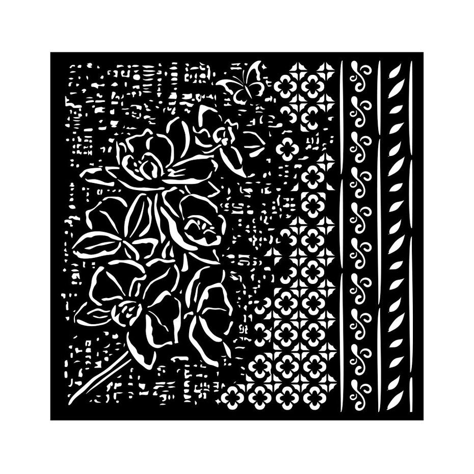 Stamperia - 7 x 7 - Thick Stencil - Orchids & Cats - Orchid Pattern