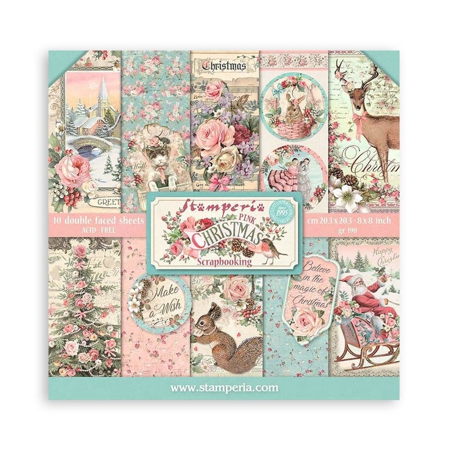 Stamperia - 8 x 8 - Paper Pad - Pink Christmas