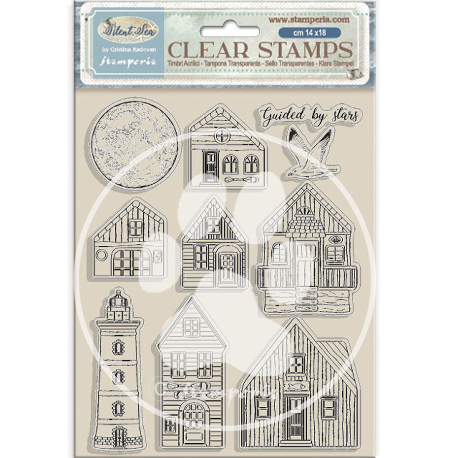 Stamperia - A5 - Clear Stamp Set - Silent Sea - Landscape - Beach House