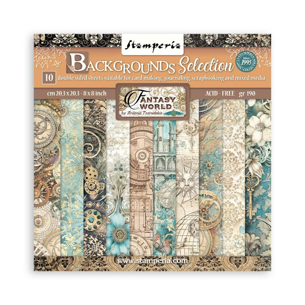 Stamperia - 8 x 8 - Paper Pad - Fantasy World - Sir Vagabond - Background Selection