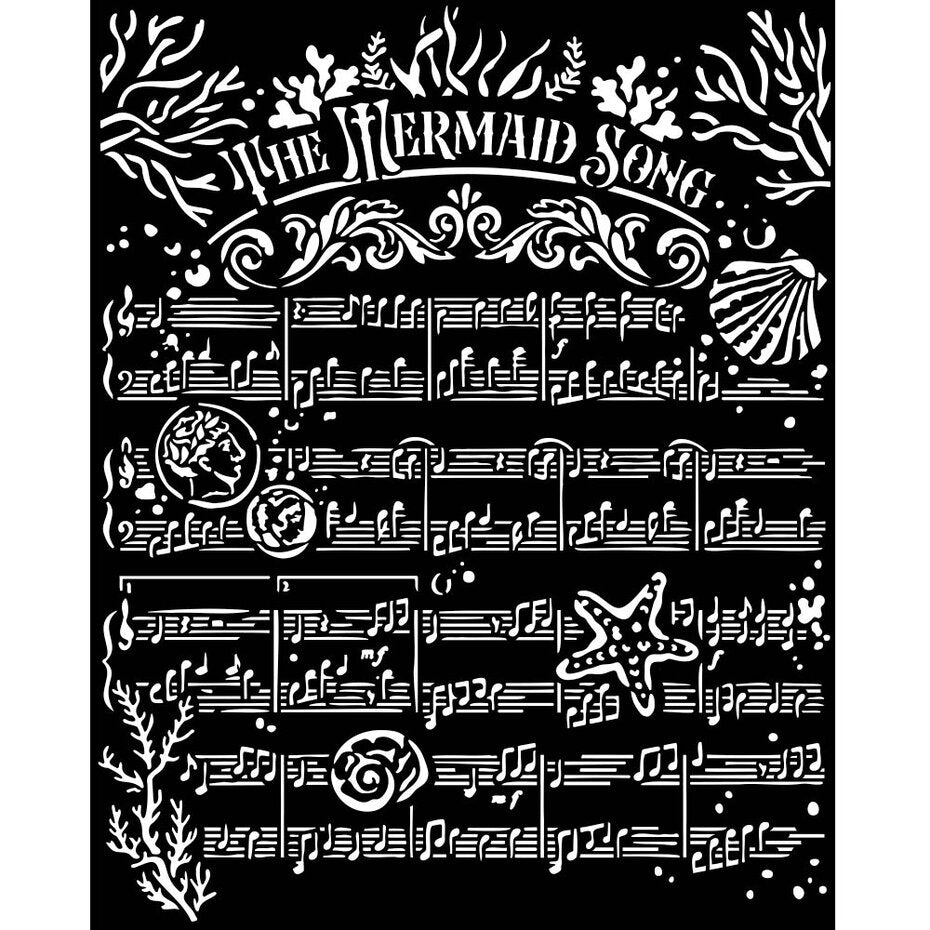 Stamperia - Thick Stencil - 8 x 10 - Songs of the Sea - The Mermaid Song