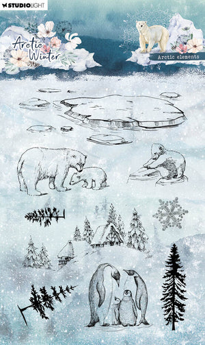 Studio Light - A6 - Arctic Winter - Clear Stamp Set - Arctic Elements