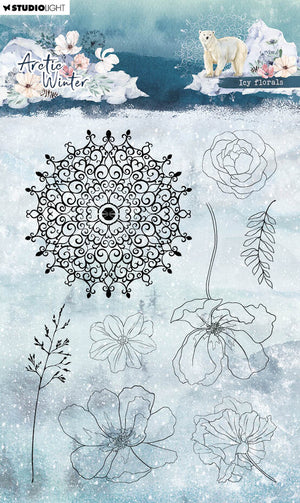 Studio Light - A6 - Arctic Winter - Clear Stamp Set - Icy Florals