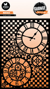 Studio Light - A5 - Grunge - Stencil/Mask - Clocks & Grid