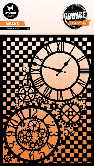 Studio Light - A5 - Grunge - Stencil/Mask - Clocks & Grid
