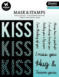 Studio Light - A5 - Essentials - Stencil & Stamp Set - Kiss Sentiments