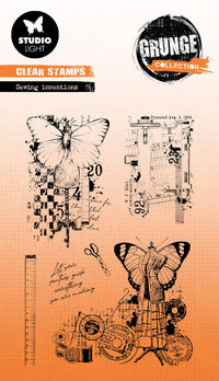 Studio Light - A6 - Grunge - Clear Stamp Set - Sewing Inventions