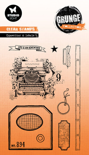 Studio Light - A6 - Grunge - Clear Stamp - Typewriter & Labels