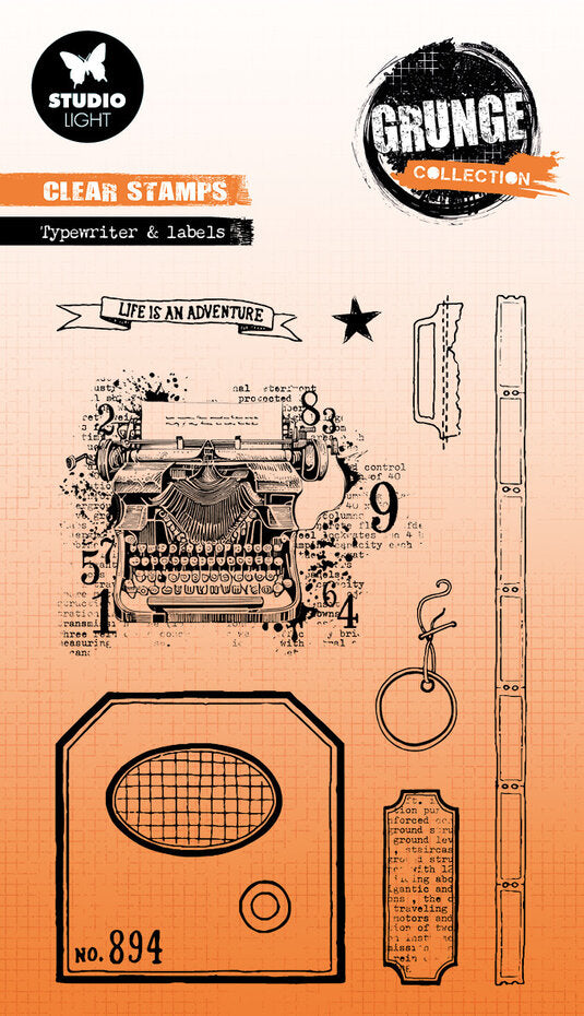 Studio Light - A6 - Grunge - Clear Stamp - Typewriter & Labels