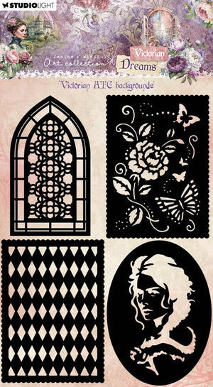 Studio Light - Mask/Stencil - Jenine's Mindful Art - Victorian Dreams - Victorian ATC Backgrounds